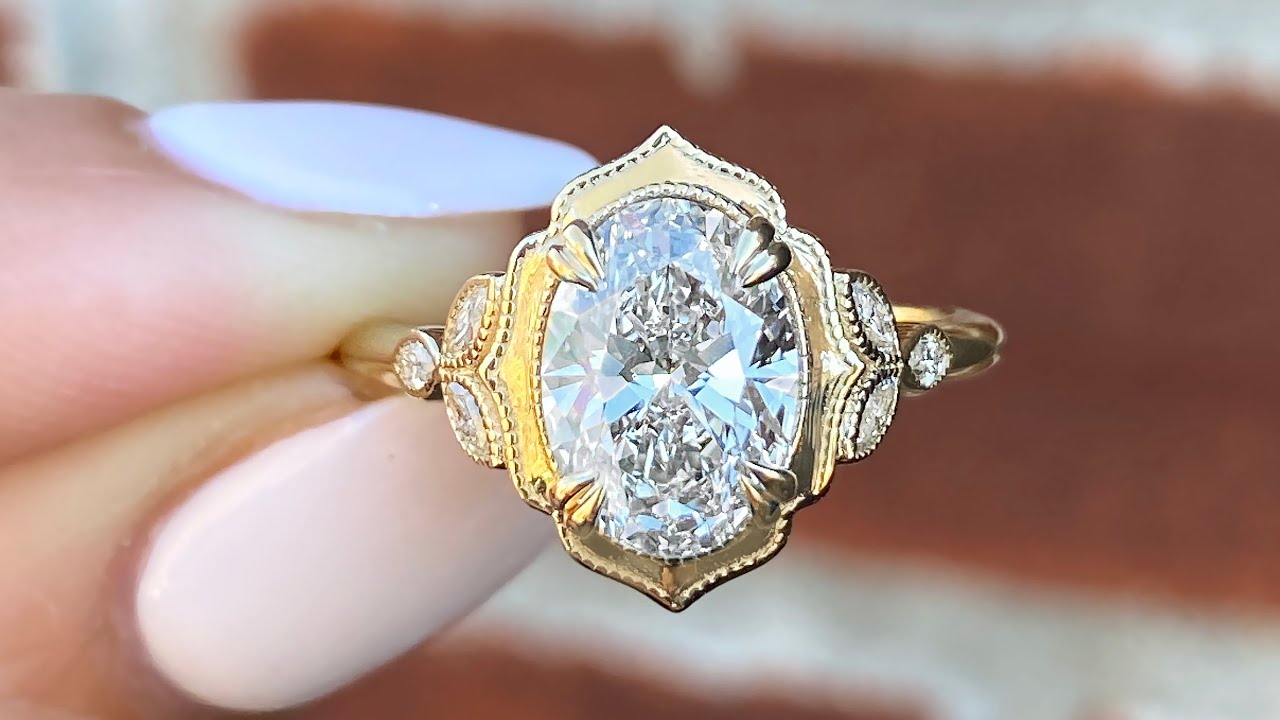 Judi - Victorian Style Oval Diamond Engagement Ring