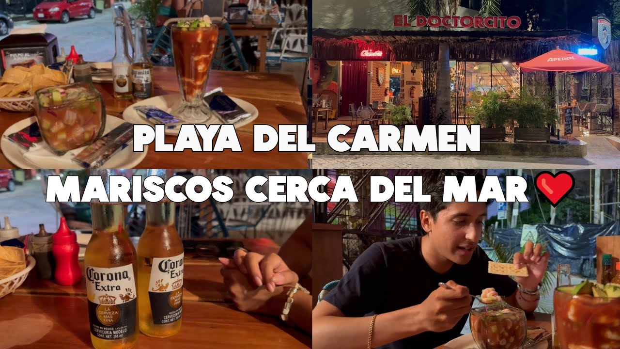 Playa del Carmen Cenando Mariscos a una Cuadra de la Playa🔴Agosto 2025