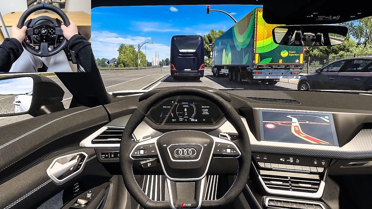 2022 Audi E-tron GT RS - Euro Truck Simulator 2 [Steering Wheel Gameplay]