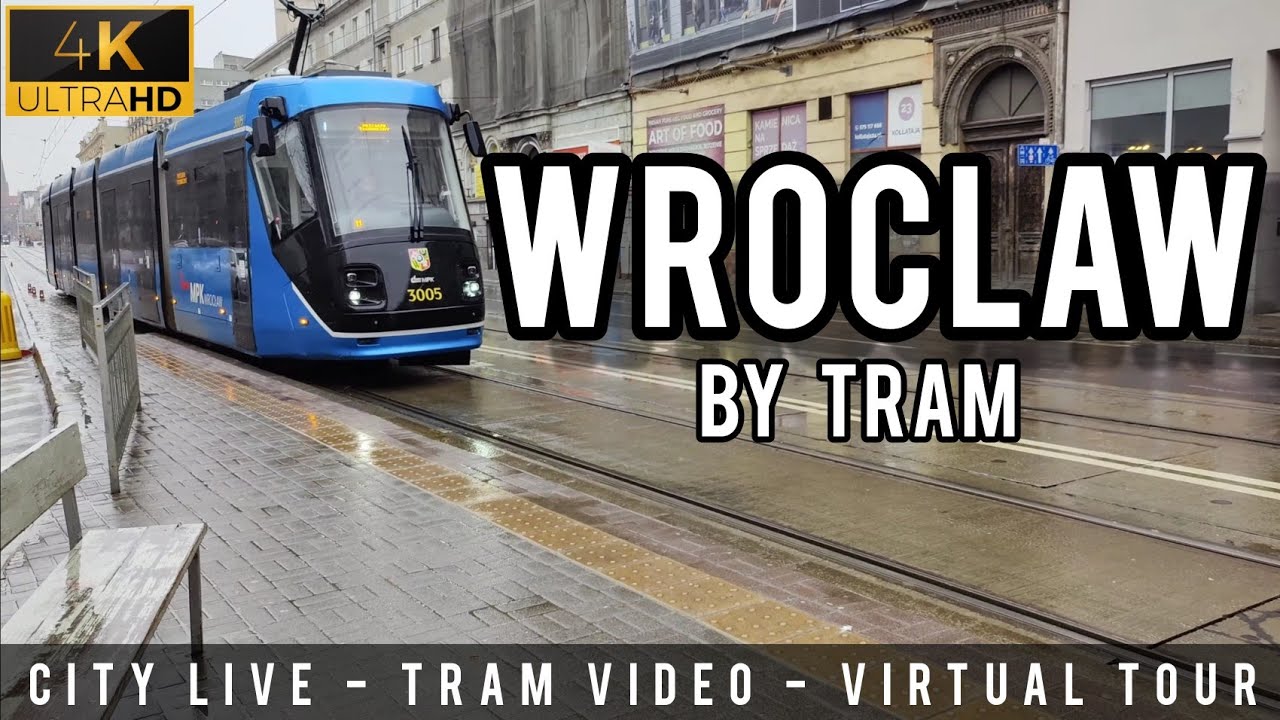 Virtual tram tour | 4K | A beautiful rainy day | MPK Tram | Chasing Trams | Wroclaw Poland 🇵🇱