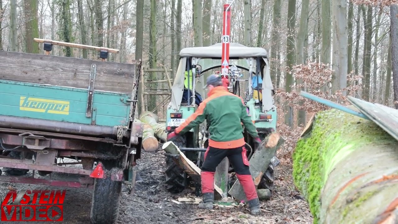 Der Wald ruft Deutz D3006 & Massey Ferguson MF 130 mit 13t Thor Holzspalter / Holztransport
