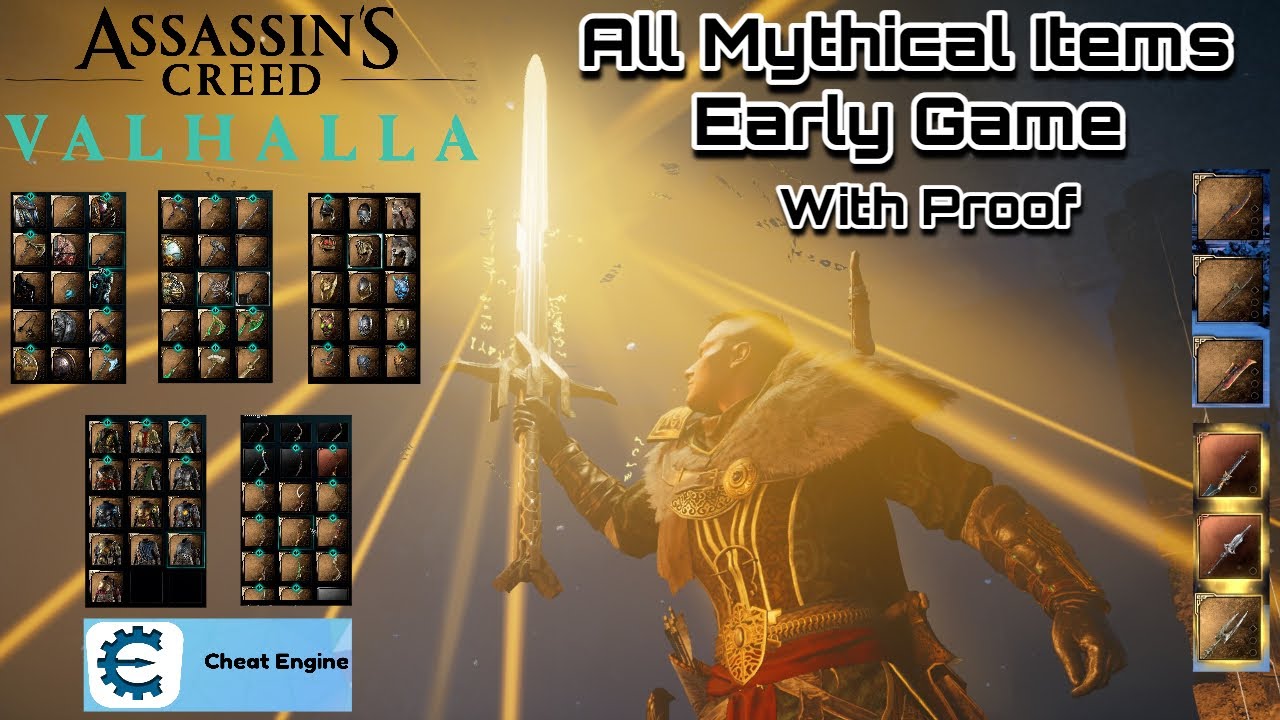 Get all Mythical items early game using cheat engine | Proof.  #assassinscreedvalhalla #cheatengine