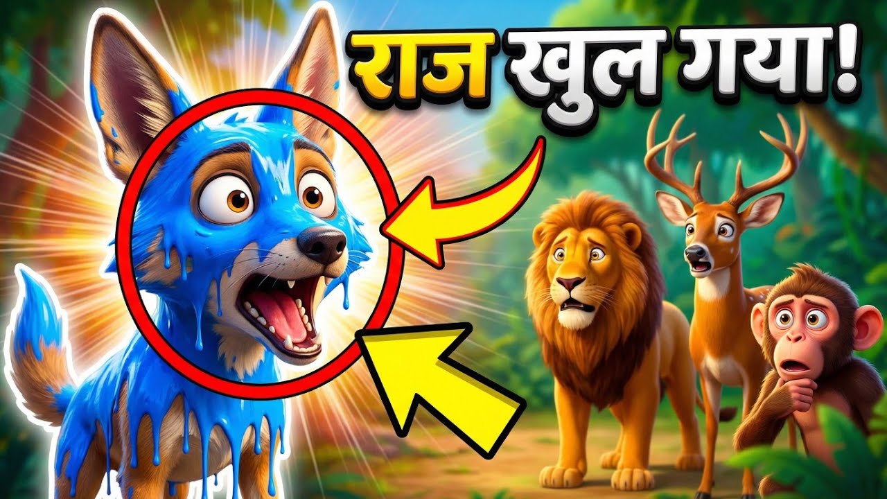 नीला सियार की मजेदार कहानी  | झूठा राजा का अंत! Panchatantra