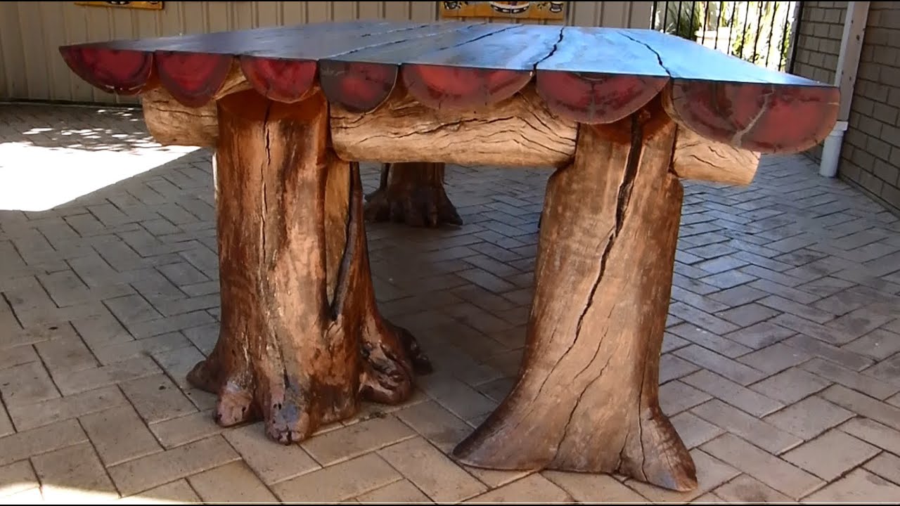 Rustic Outdoor Table, Woodworking with a Chainsaw.