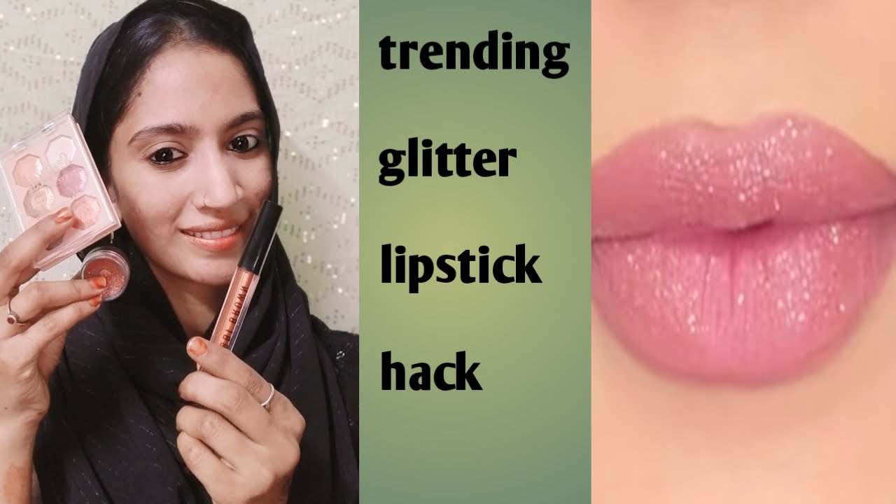 #||Trending glittery lipstick hack||. #makeup #glitterlipstick #trending