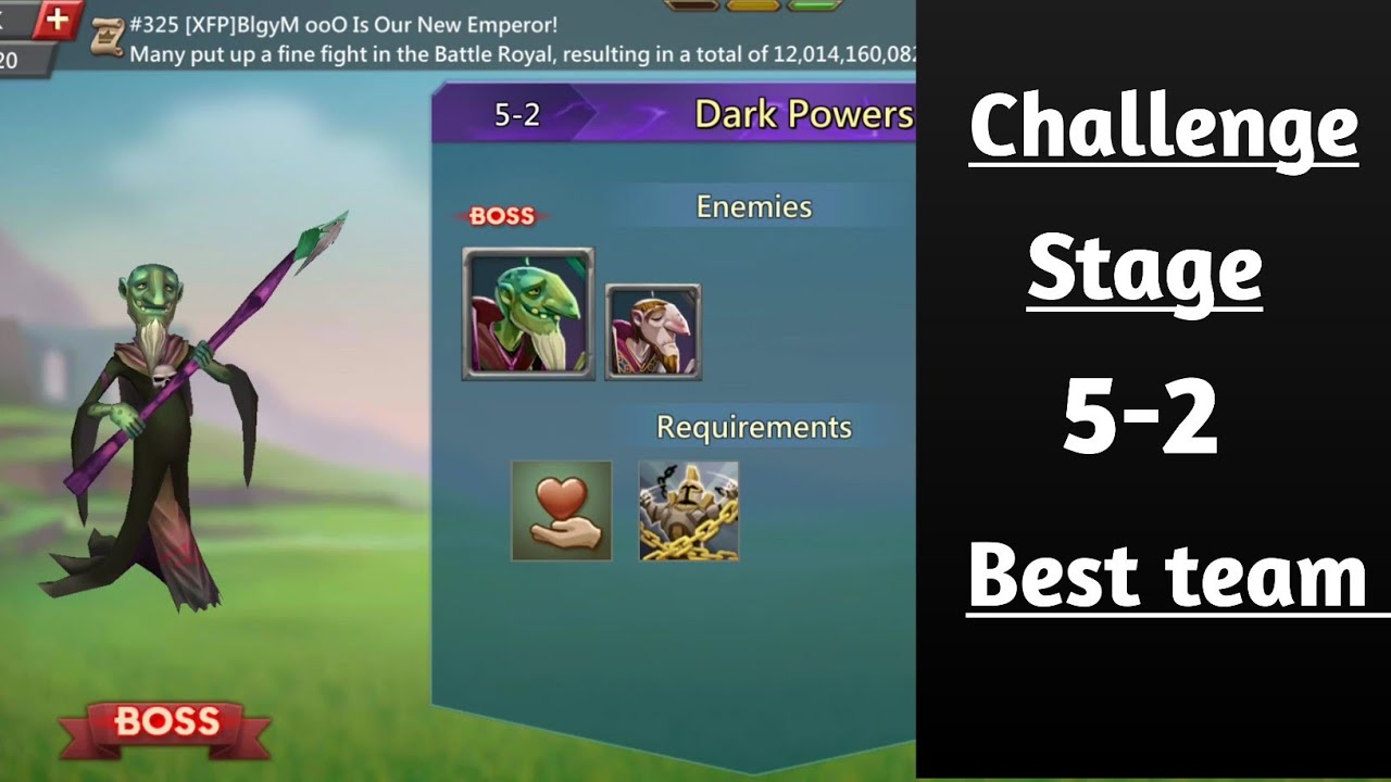 Lords mobile challenge stage 5-2|Dark Powers challenge stage 5-2 best f2p team