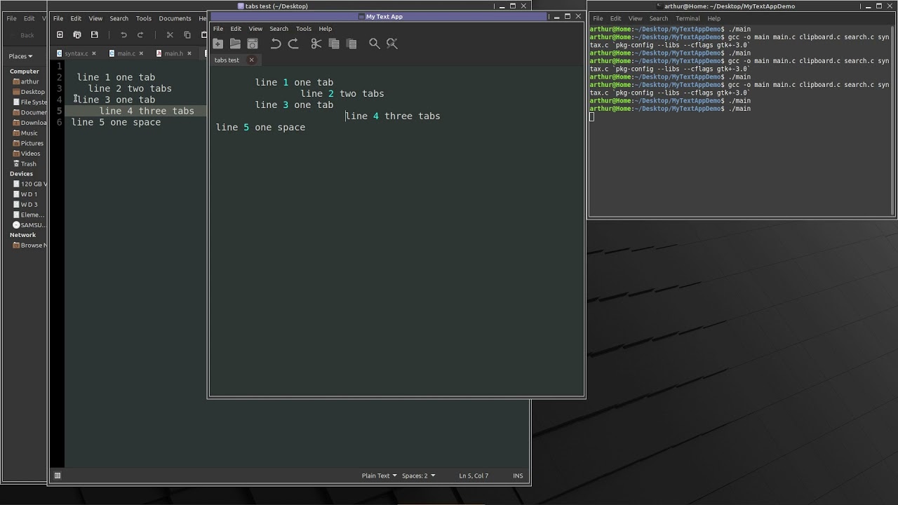GTK GUI Tabs as Spaces