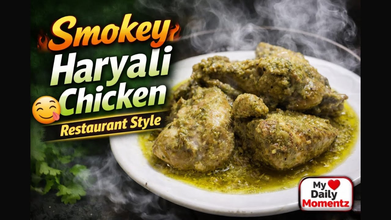 Smokey Haryali Chicken 🐓 | Restaurant Style Green Chicken Recipe | My Daily Momentz