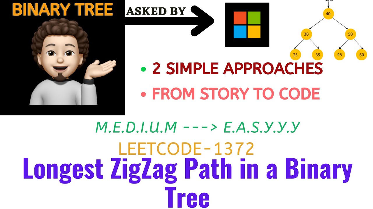 Longest ZigZag Path in a Binary Tree - | Leetcode-1372 | MICROSOFT | Explanation + Live Code