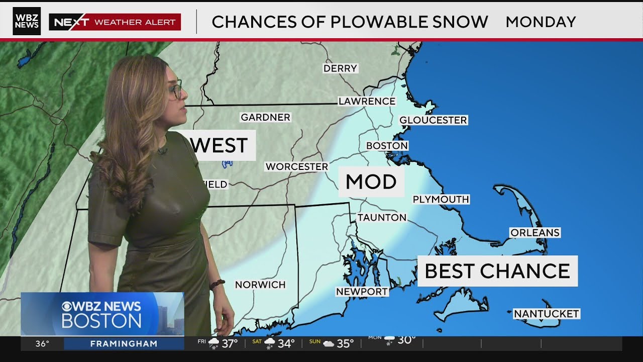 Weather forecast for Boston shows potential for plowable snow Monday