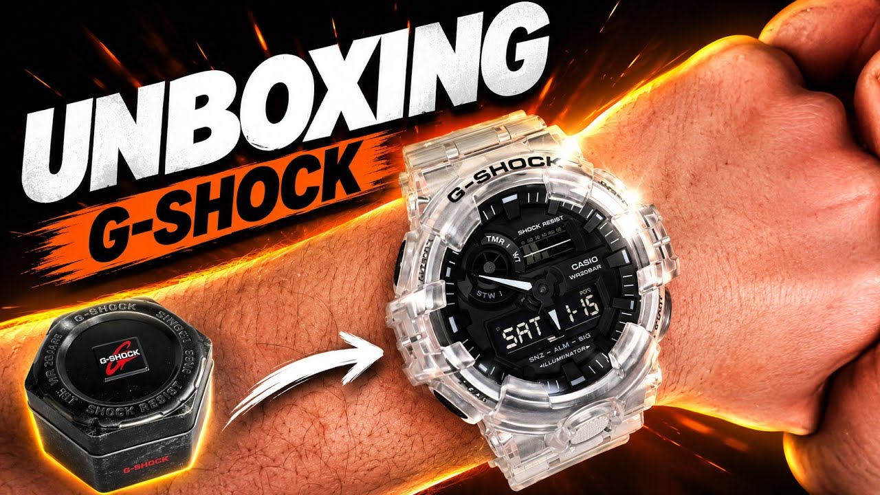 UNBOXING RELOJ CASIO G-SHOCK SKELETON GA-700SKE-7AER🆘COMO CONFIGURAR PONER HORA Y FECHA🆘TRANSPARENTE