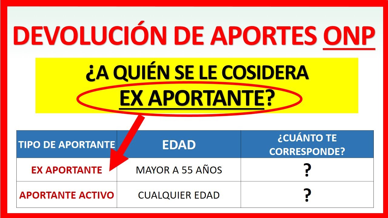 RETIRO ONP &bull; &iquest;Qui&eacute;n es un ex aportante? &bull; Devoluci&oacute;n de aportes
