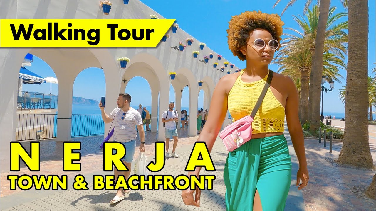 Nerja town & beach in June - Costa del Sol, Spain immersive virtual walking tour