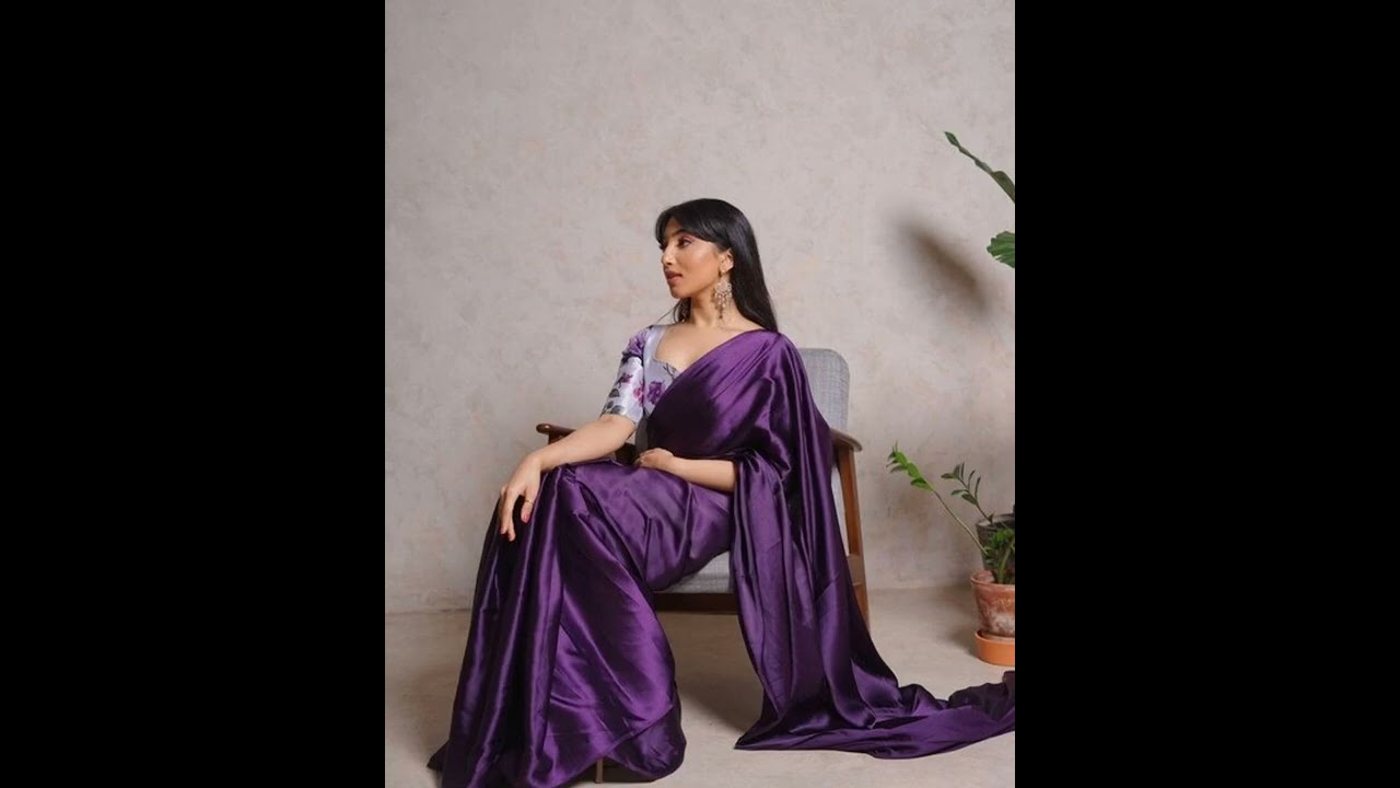 Plain satin saree with designer blouse ideas || How to style satin saree tips Inside