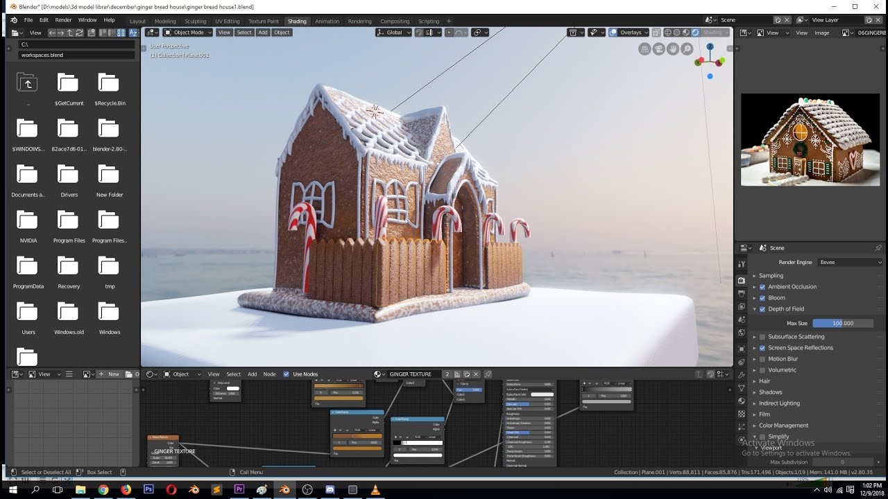 modeling a ginger bread house in blender 2 8 and procedure texturing