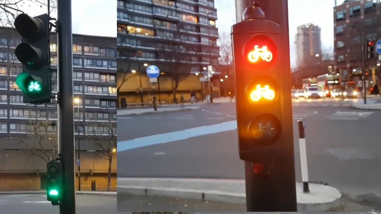 London Bicycle Traffic Lights At Elephant and Castle