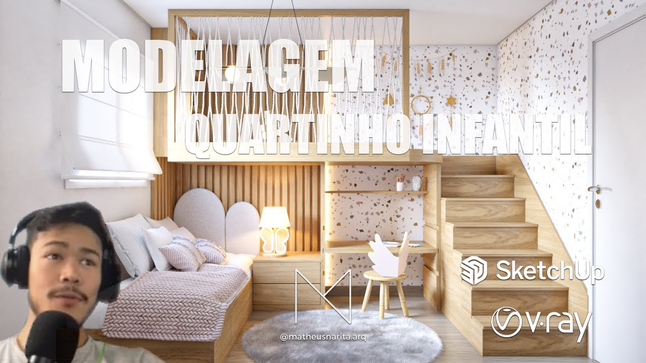 PROJETO COMPLETO - QUARTINHO INFANTIL #1 SKETCHUP E VRAY