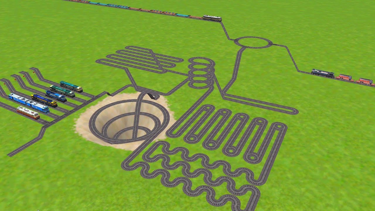 ALL TRAINS CROSSING AT SNAKE 🐍 RAILROAD TRACK ZIG ZAG TRACKS/ trains beamng 