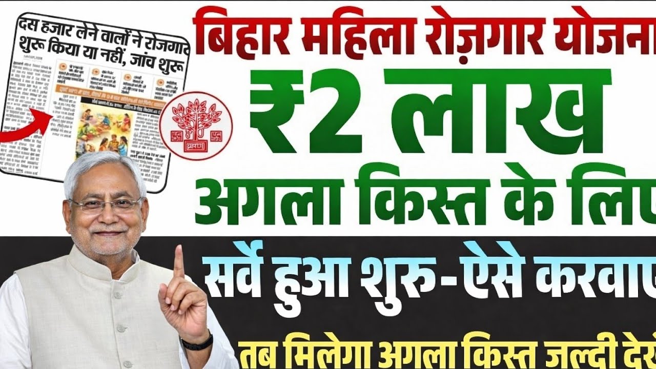 Bihar Mahila rojgar Yojana Next Installment | बिहार महिला रोज़गार योजना अगला किस्त का सर्वे शुरू  