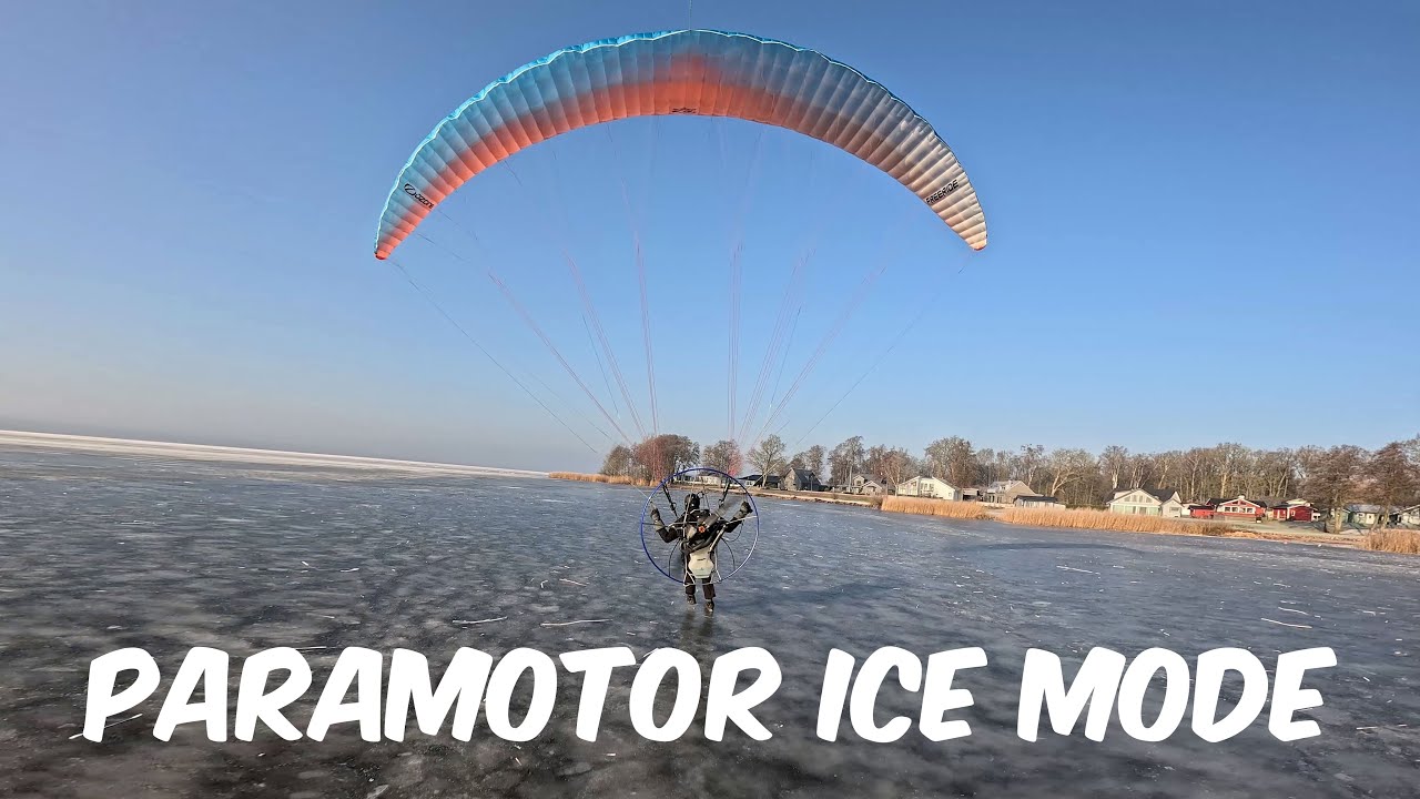 Beautiful Paramotor Flying on Ice