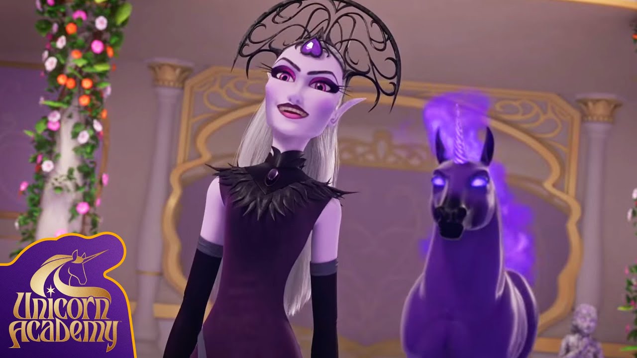 Ravenzella e il suo Unicorno Oscuro catturano l'Accademia!!! 💜 Unicorn Academy Clip | Cartone