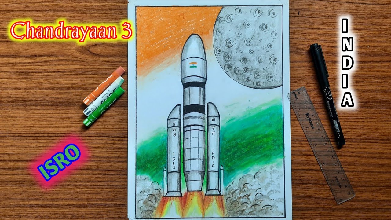 How to draw chandrayaan 3 ISRO | chandrayaan 3 drawing tutorial