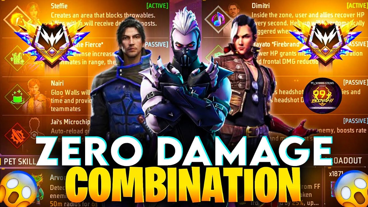 Zero Damage Character Combination 😱 || Cs Rank Best Character Combination || Best Combination 