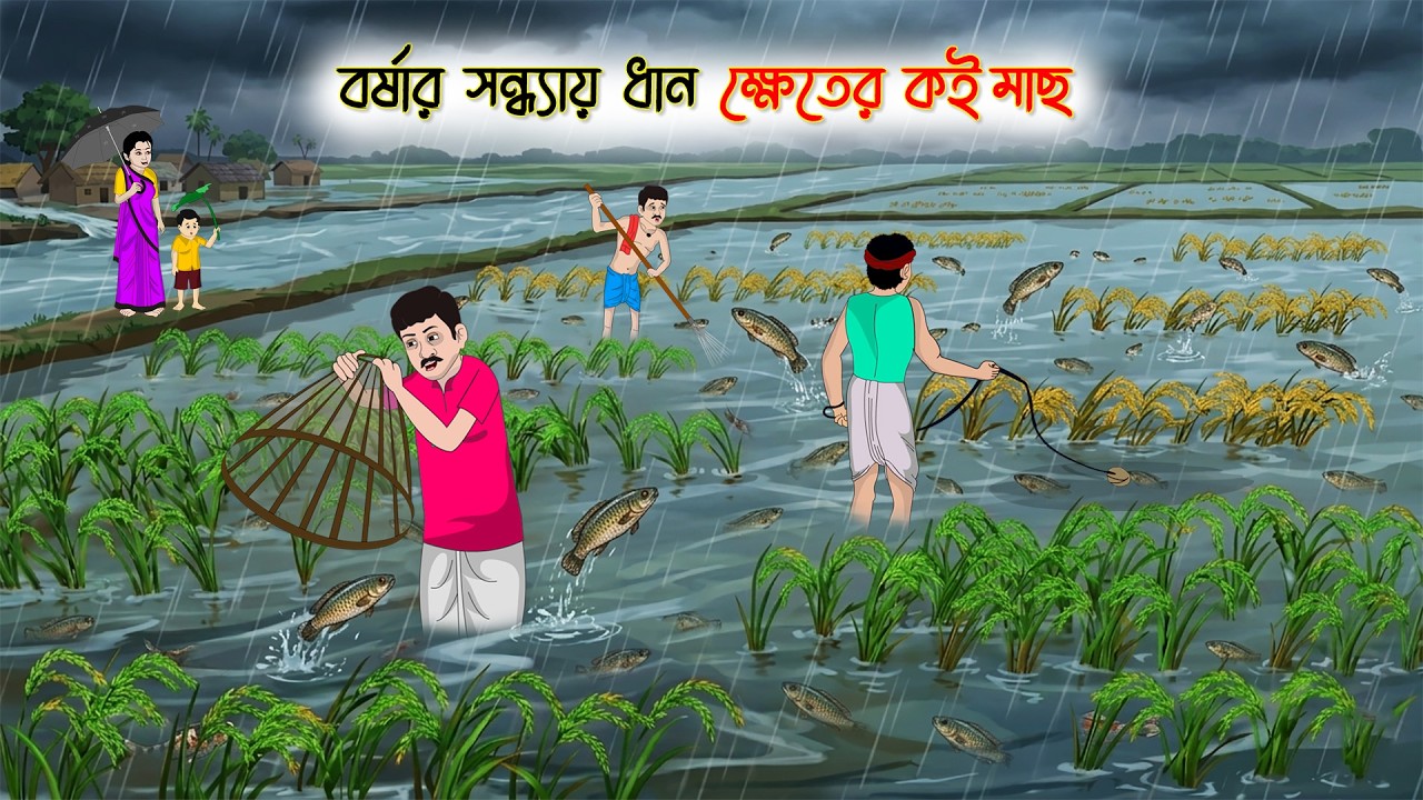 বর্ষার সন্ধ্যায় ধান ক্ষেতের কই মাছ | Rupkothar Golpo | Thakurmar Jhuli | Bangla Cartoon