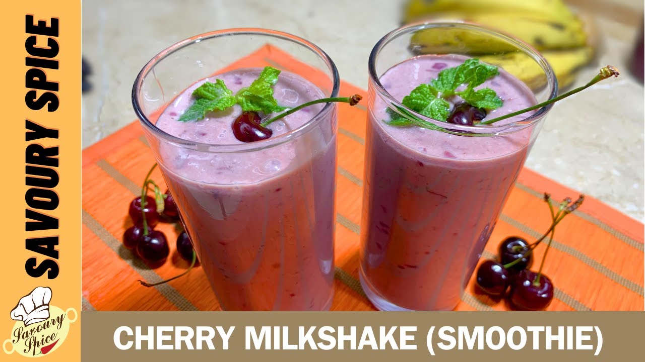 Cherry Milkshake Recipe | Banana Cherry Milkshake (Malayalam) | Smoothie By Savoury Spice