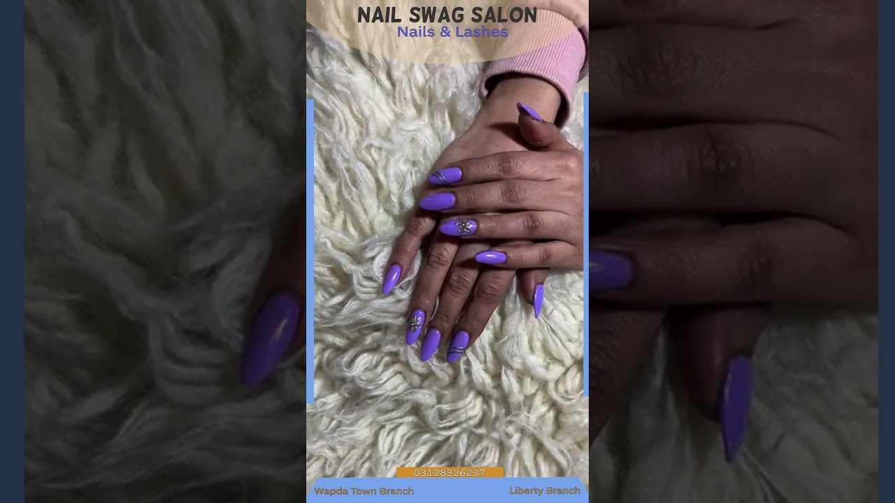 💜 Acrylic Nails with Purple Gel & Stunning Nail Art | Nail Swag Salon