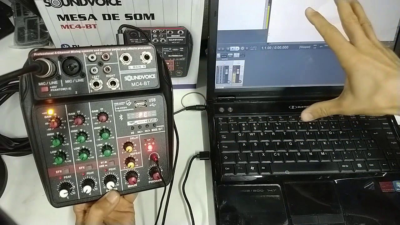 Mesa de som multifunções interface usb mc4 bt soundvoice - Testes