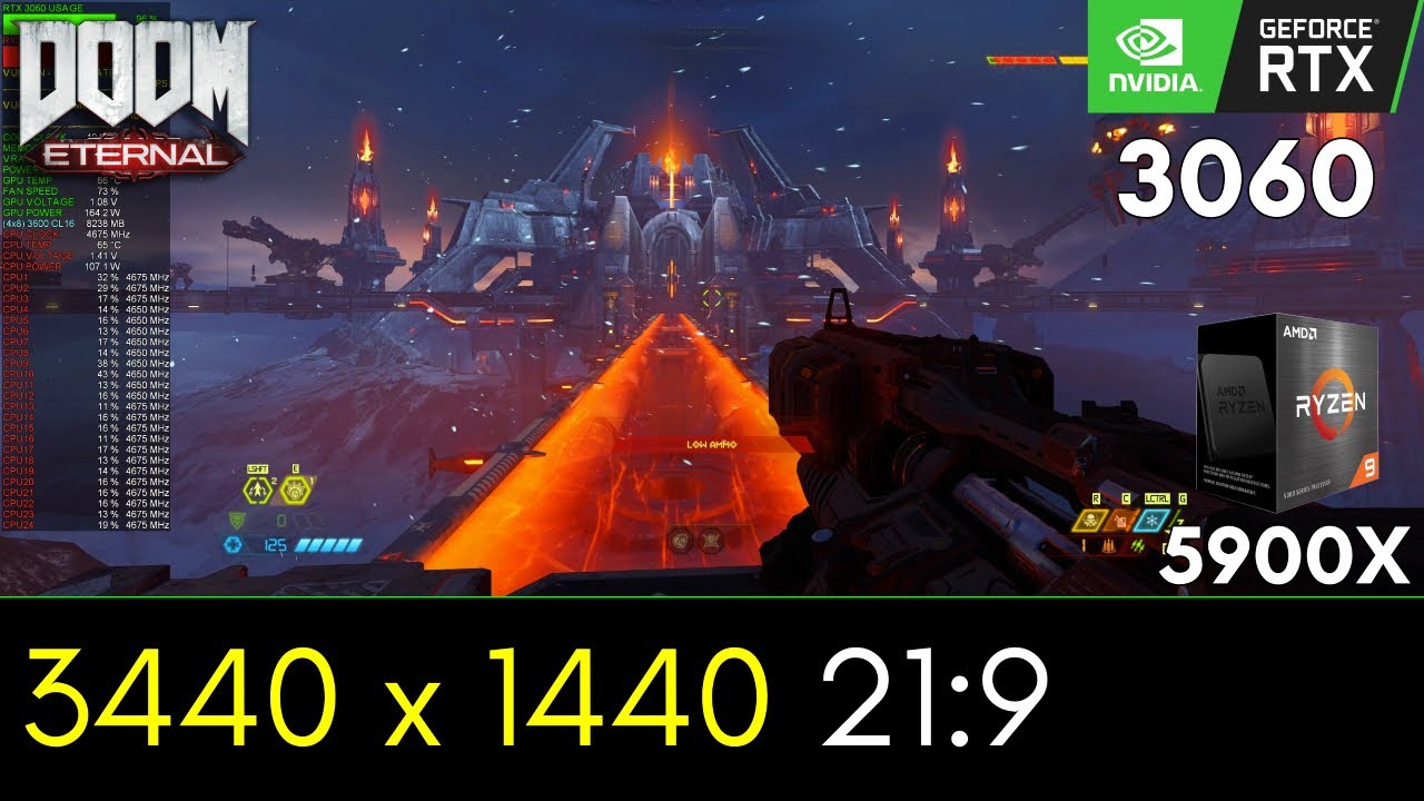 DOOM Eternal Ultra Nightmare | RTX 3060 + Ryzen 9 5900X | 21:9
