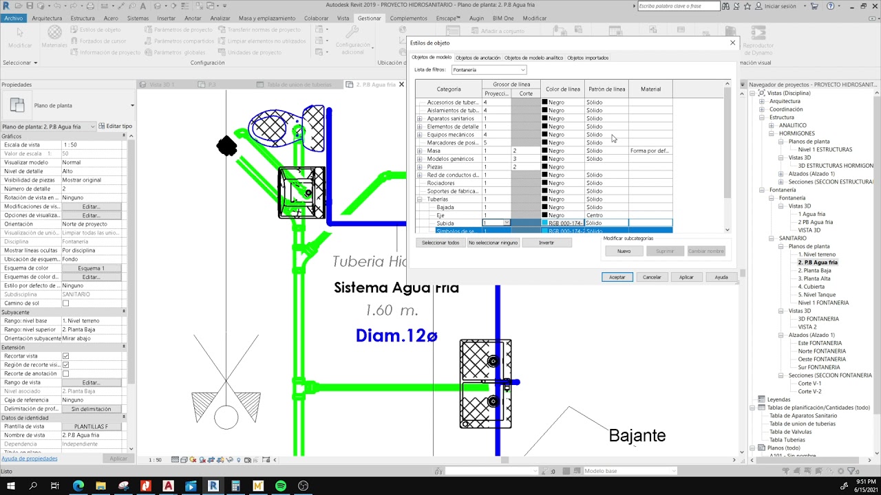 Grosor de líneas en tuberías - Revit Mep
