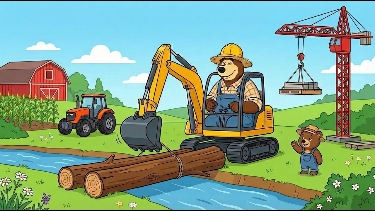 Oh No! The Bridge is Broken! 😱 Saving the Crying Sheep with Heavy Construction Vehicles