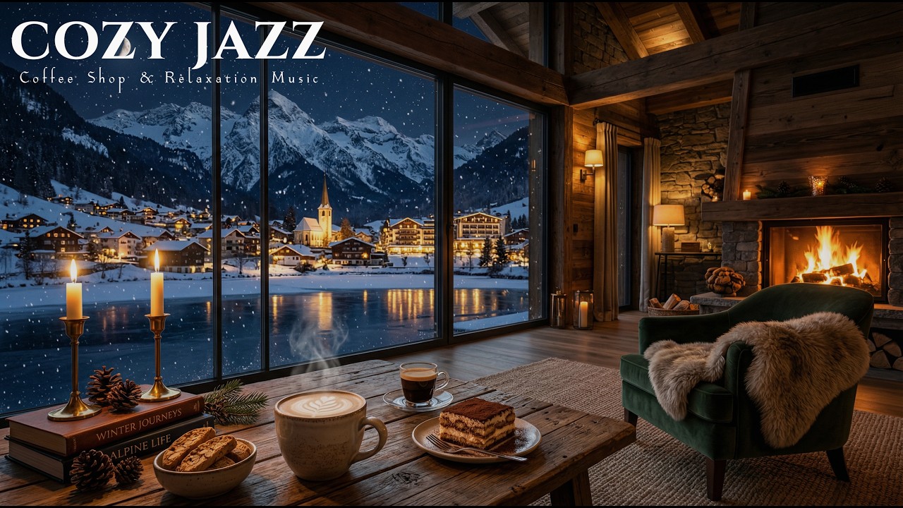 Snowy Cafe Jazz Ambience ❄️ Smooth Jazz Music for Winter Relaxation