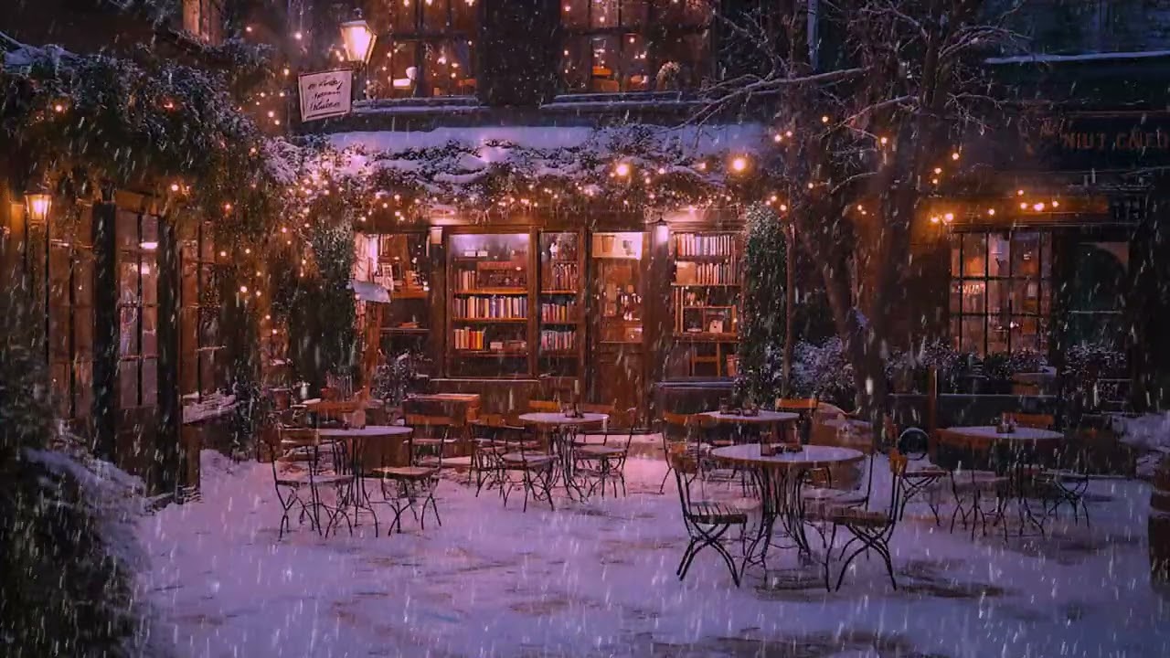 Winter Night Scene on a Street with Only Snow and Still Air