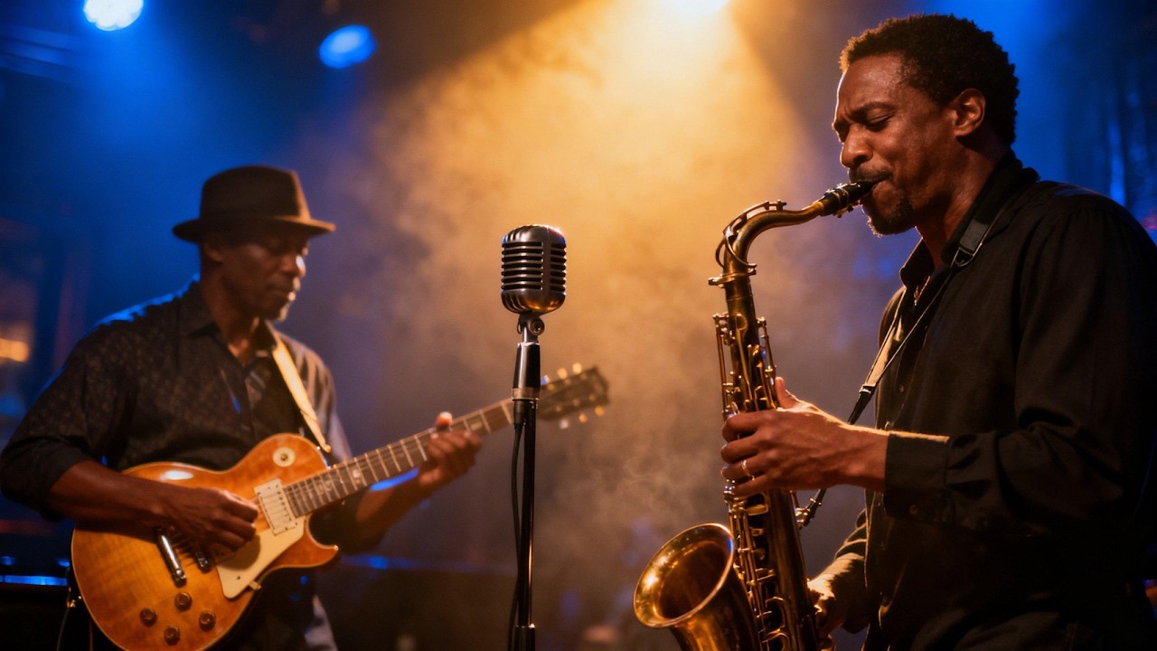 Electric Blues Guitar & Sax Jam – Groove Session