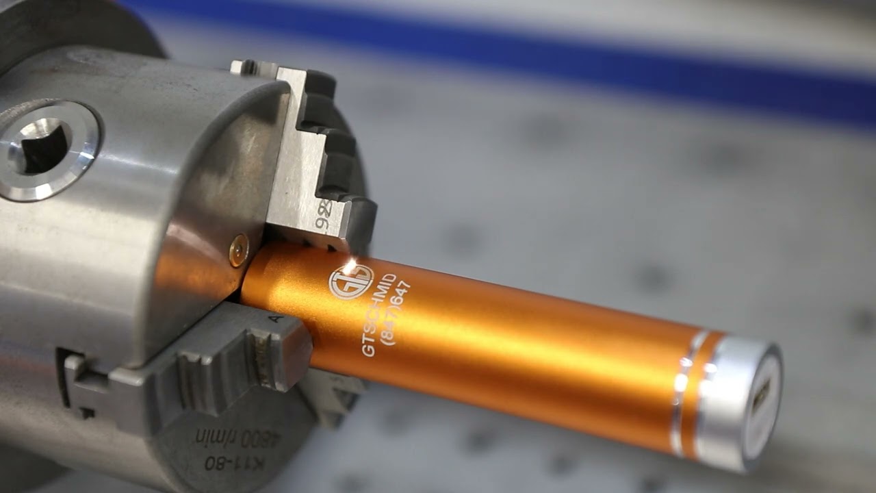 Laser Marking Cylindrical Power Bank With A Rotary Fixture