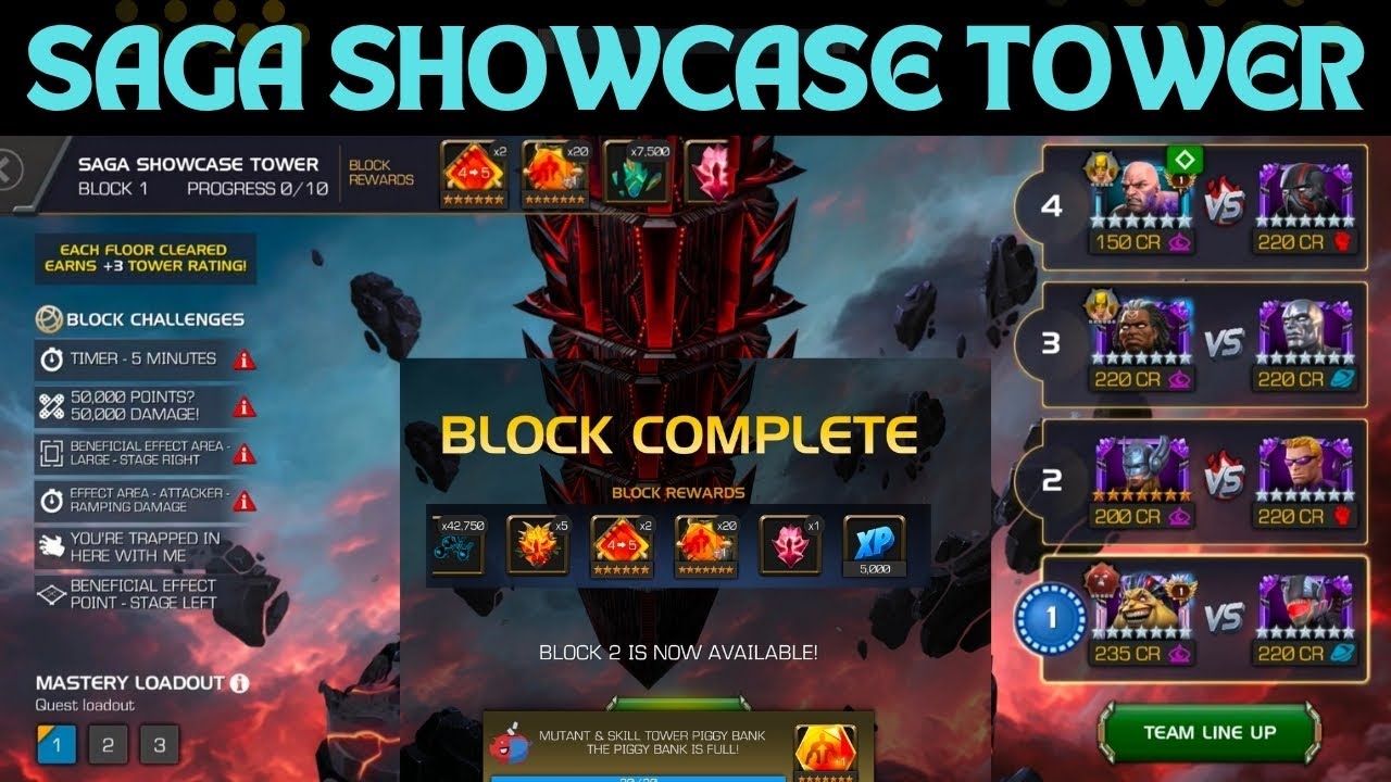 Saga Showcase Tower |Block 1| Easily Completed - Marvel Contest of Champions 