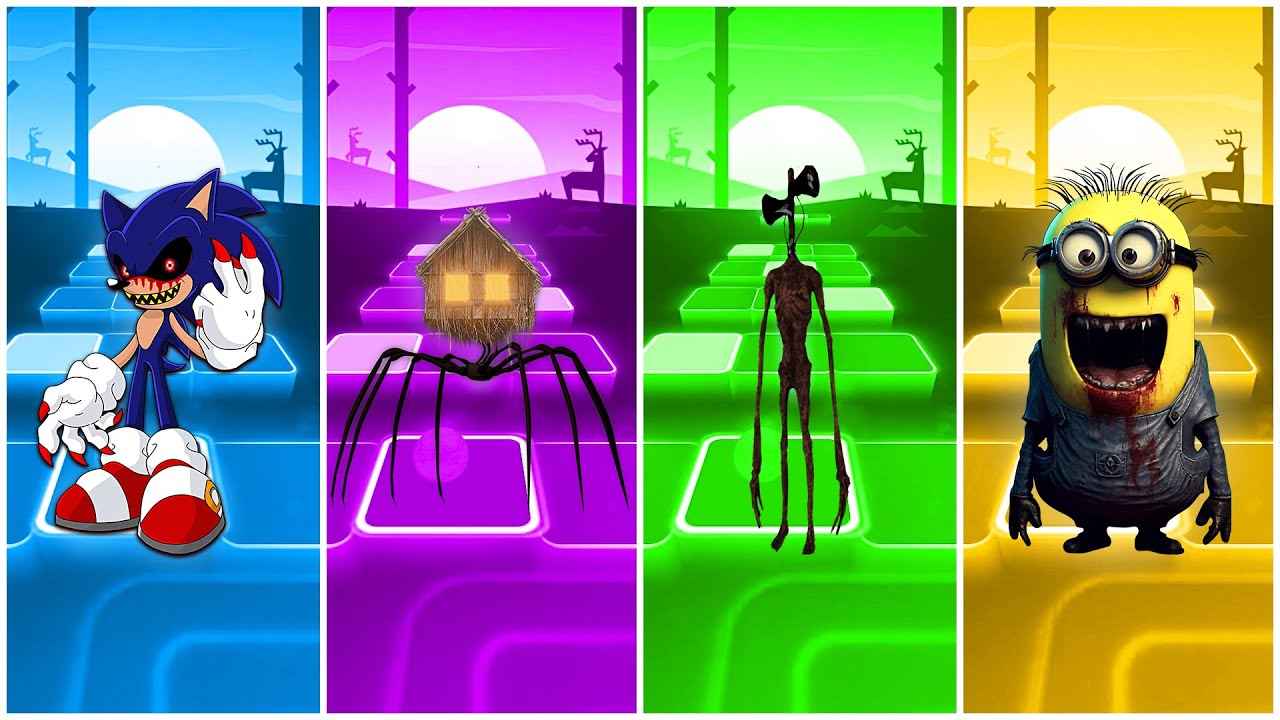 Sonic exe 🆚 House Head 🆚 Siren Head 🆚 Minion exe | Tiles Hop EDM Rush!