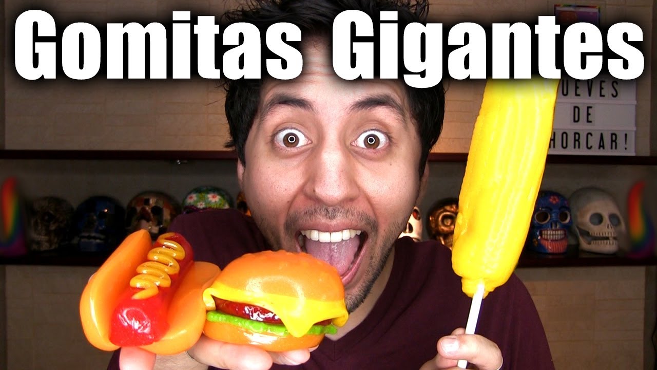 PROBANDO GOMITAS GIGANTES SABOR: ELOTE, HAMBURGUESA, HOT DOG Y MAS... - ChideeTv