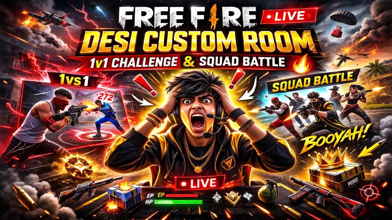 🔥 DESI CUSTOM MATCHES 🔥 | 1v1 🔥 Squad vs Squad | Free Fire Live | anuragxshot #shortsfeed