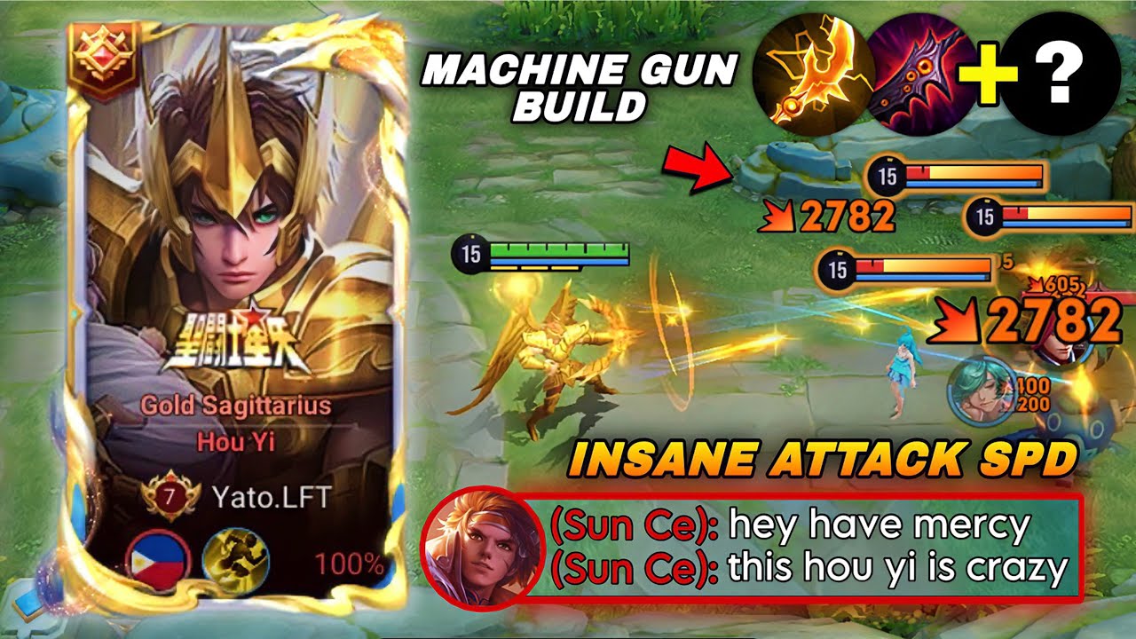 TOP 1 HOU YI MACHINE GUN BUILD WITH INSANE ATTACK SPEED DOMINATES IN LEGEND RANK! | HONOR OF KINGS