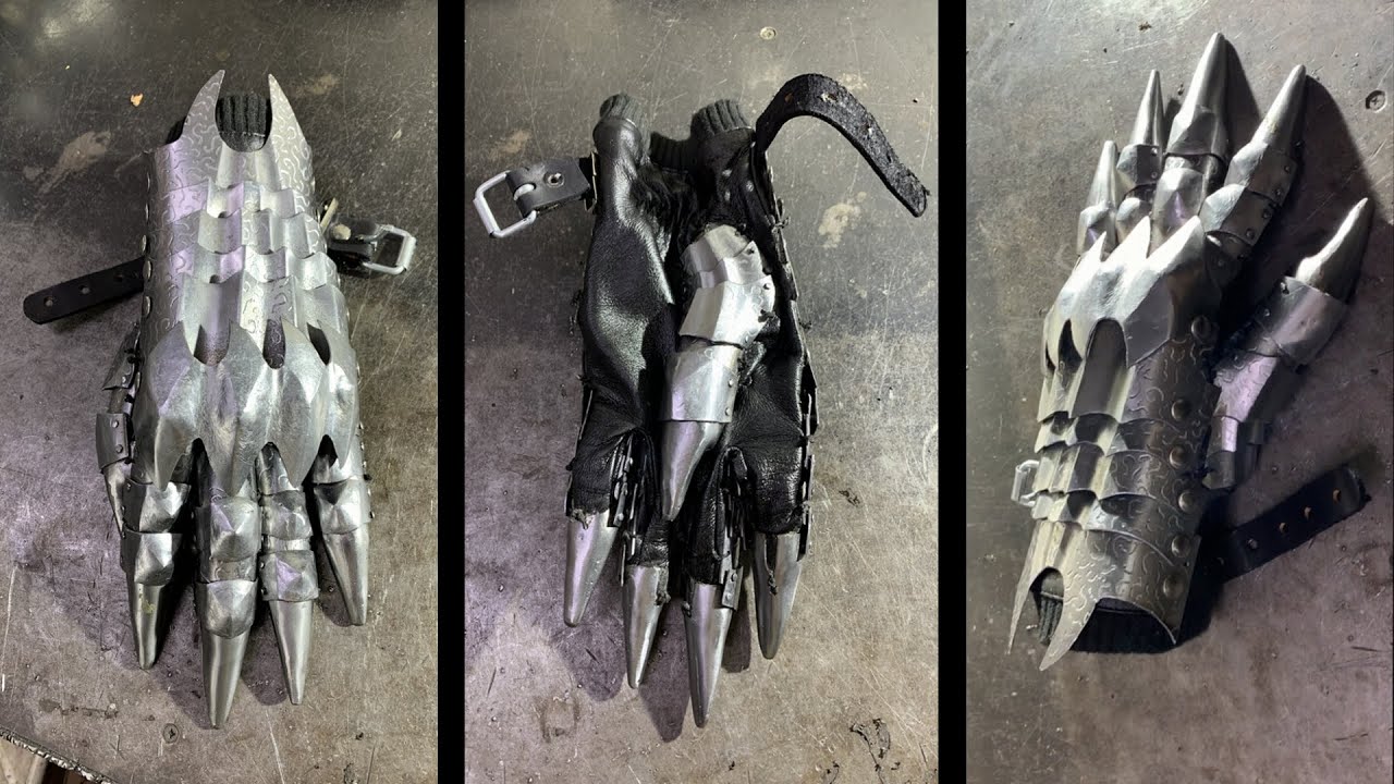 Making handmade Sauron gauntlet (Gloves)...! 100% made of laminated steel..! cold forged...!