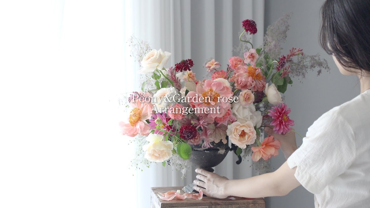 ENG) Peony&Garden Rose Arrangement 대형 화기 장식 [플로리스트 전진영]