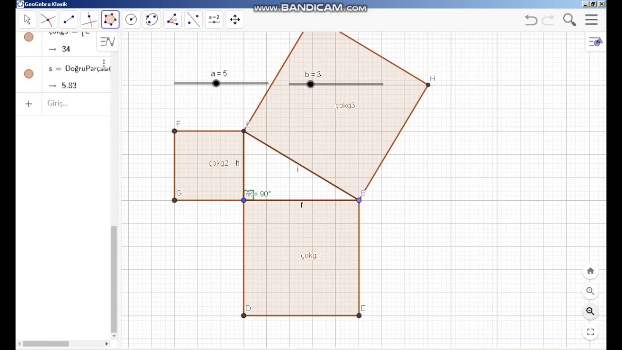 Pisagor Teoremi İspatı Geogebra
