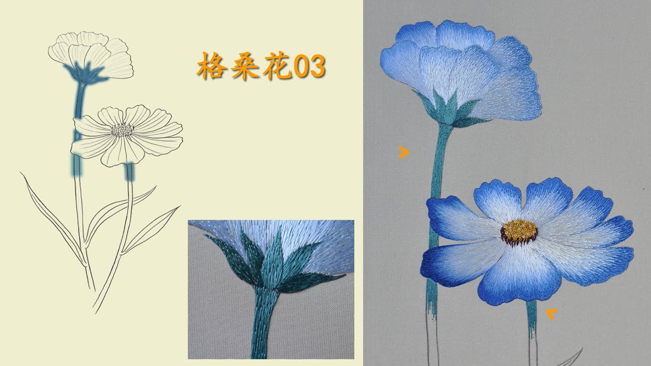 Космос Цветочный Эпизод 3 | Часть ствола | Ручная вышивка 「蘇州 刺繡 • 格桑花」