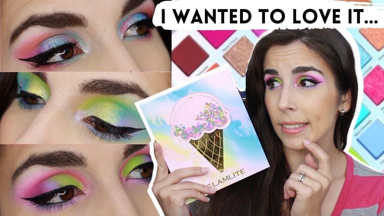 I TRIED TO LOVE THIS PALETTE... | GlamLite Ice Cream Dreams Palette | 3 Looks 1 Palette + Review