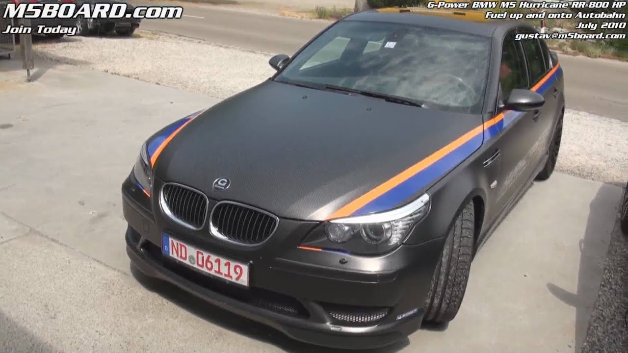 G-Power Hurricane RR BMW M5 800 HP: fueling up and onto Autobahn driven by Gustav