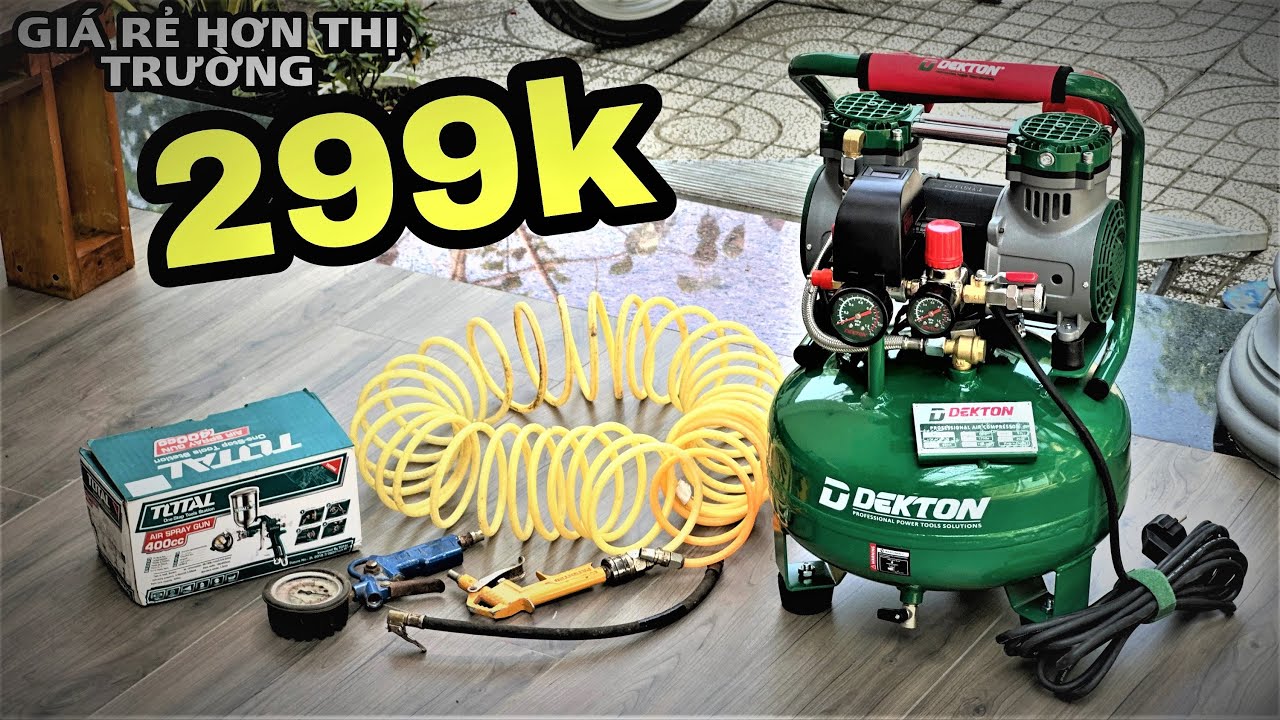 Máy nén khí giá rẻ chính hãng DEKTON [ Không dầu 1.5 HP siêu êm ]